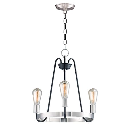 Maxim Lighting Haven 3-Light 18.5" Wide Black / Satin Nickel Chandelier 11733BKSN